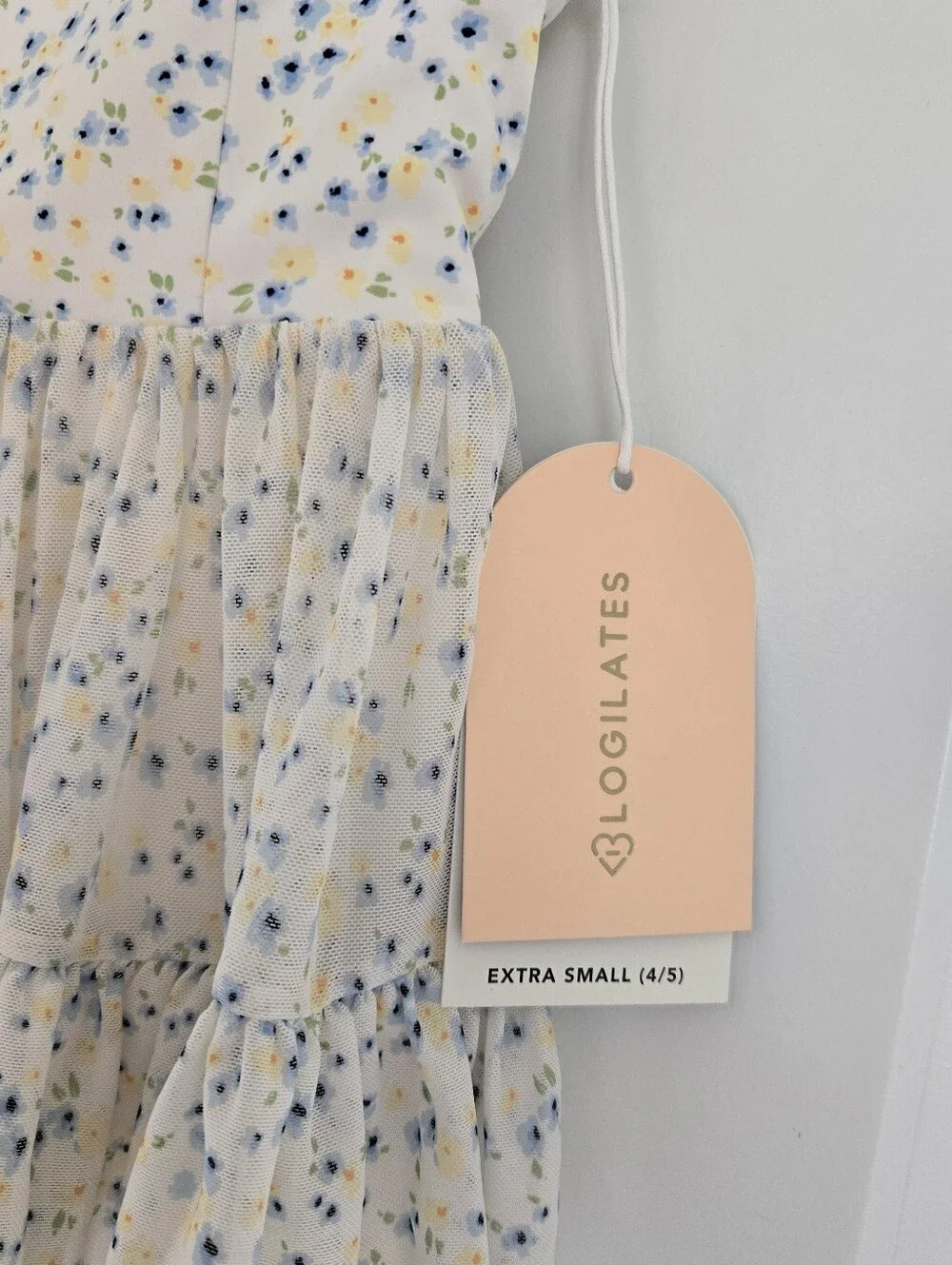 NWT Blogilates Girls' Mommy & Me Ballerina Ruffle Dress - White Floral Print